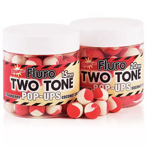 DYNAMITE BAITS TWO TONE FLURO POP-UPS 15mm Strawberry & Coconut