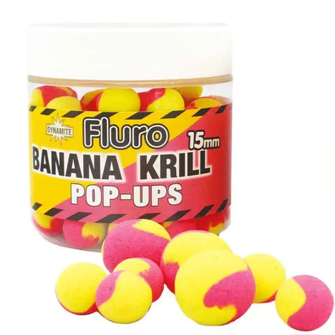 DYNAMITE BAITS TWO TONE FLURO POP-UPS 15mm Banana & Krill