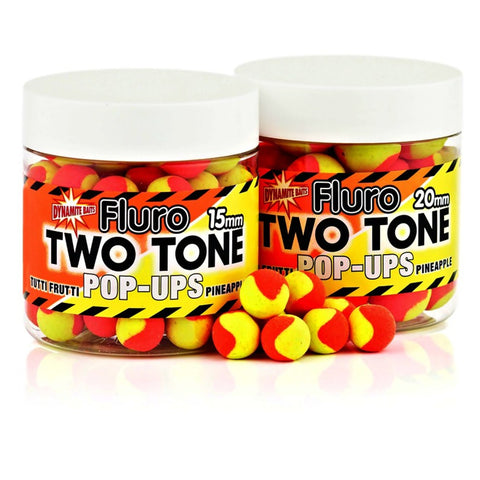 DYNAMITE BAITS TWO TONE FLURO POP-UPS 15mm Tutti Frutti & Pineapple