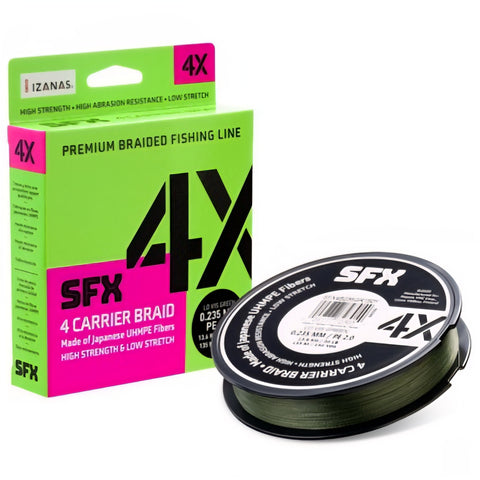 SUFIX SFX 4 Carrier Braid Low Vis Green 0,148mm Meterware