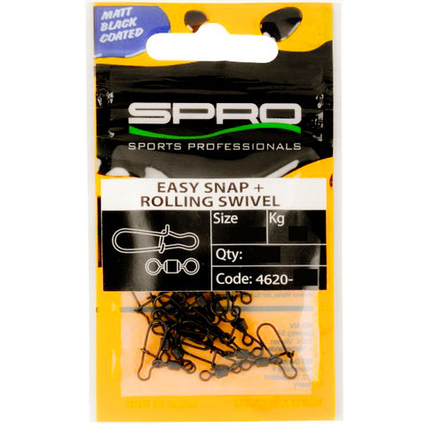 SPRO Matte Black Easy Snap + Rolling Swivel